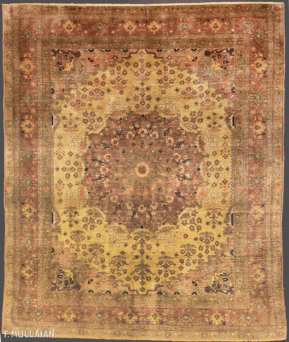 Antique Persian Heriz Silk Rug (176x151 cm)